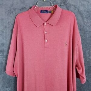 Ralph Lauren Polo Shirt Men's Size 3XLT Red‎ Pony Cotton Preppy